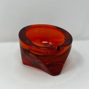 Vintage Viking Glass Amberina Slant Atomic Orb Tripod Ashtry Glows